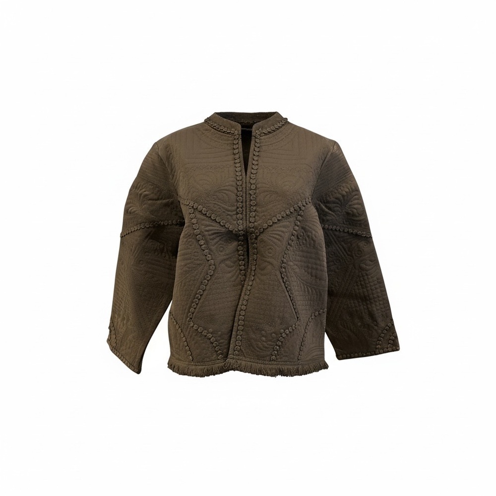Lacey Chabert Women’s Quilted Fringe Trim Coat XL
